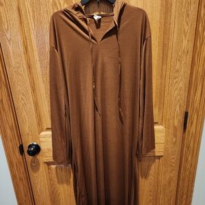 Brown Long Sleeve Hooded Robe Long Unisex Halloween costume OS